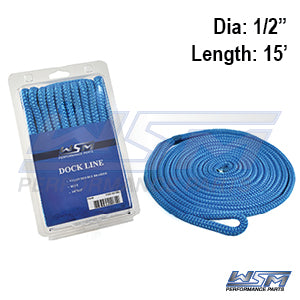 WSM Dock Line – 1/2'' x 15' Nylon Blue | 1000-1215BL