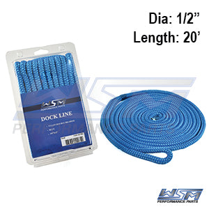 WSM Dock Line – 1/2'' x 20' Nylon Blue | 1000-1220BL