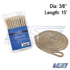 WSM Dock Line – 3/8'' x 15' Nylon Gold | 1000-3815G